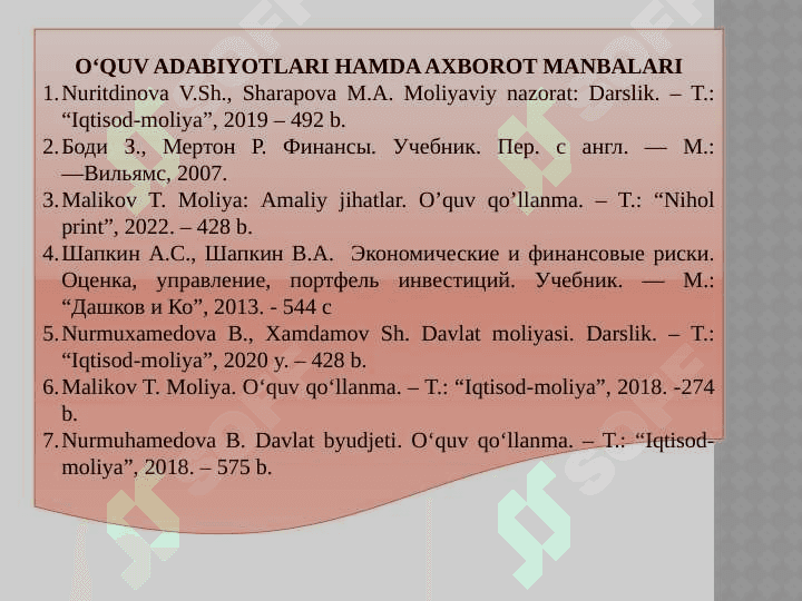 Umumdavlat nazorat organlari va ularning moliyaviy nazoratni tashkil etishi 4