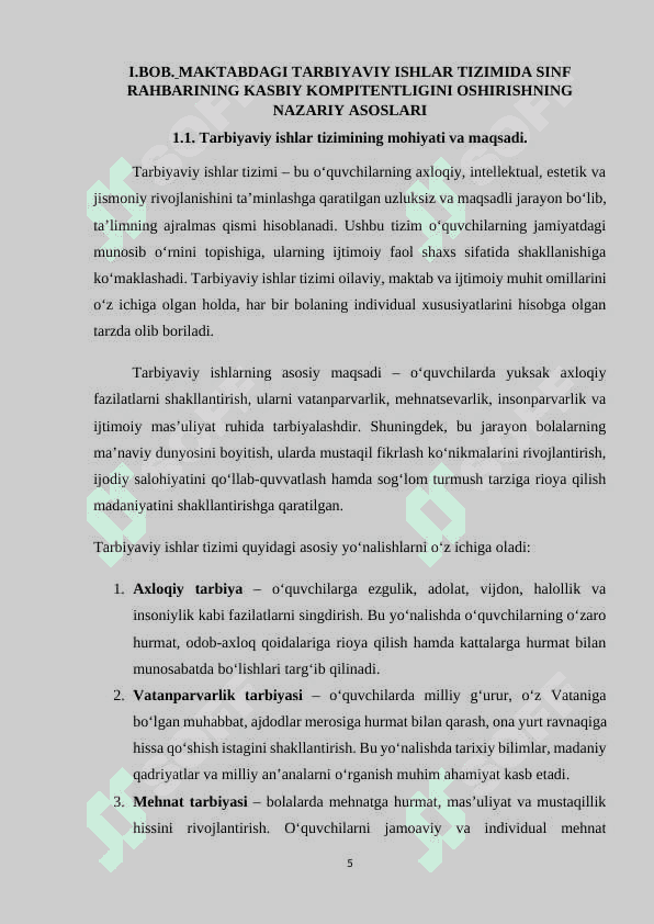 MAKTABDAGI TARBIYAVIY ISHLAR TIZIMIDA SINF RAHBARINING KASBIY KOMPITENTLIGINI OSHIRISH 5