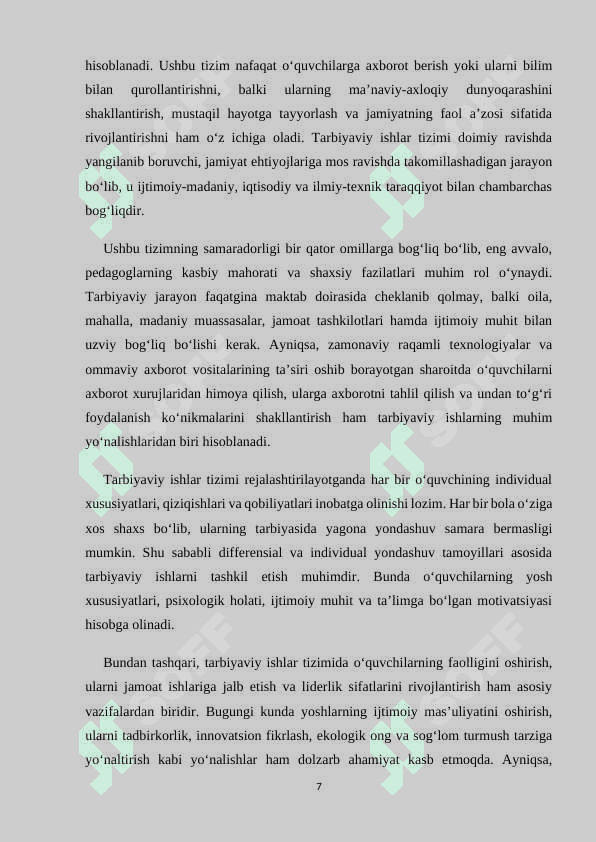 MAKTABDAGI TARBIYAVIY ISHLAR TIZIMIDA SINF RAHBARINING KASBIY KOMPITENTLIGINI OSHIRISH 7