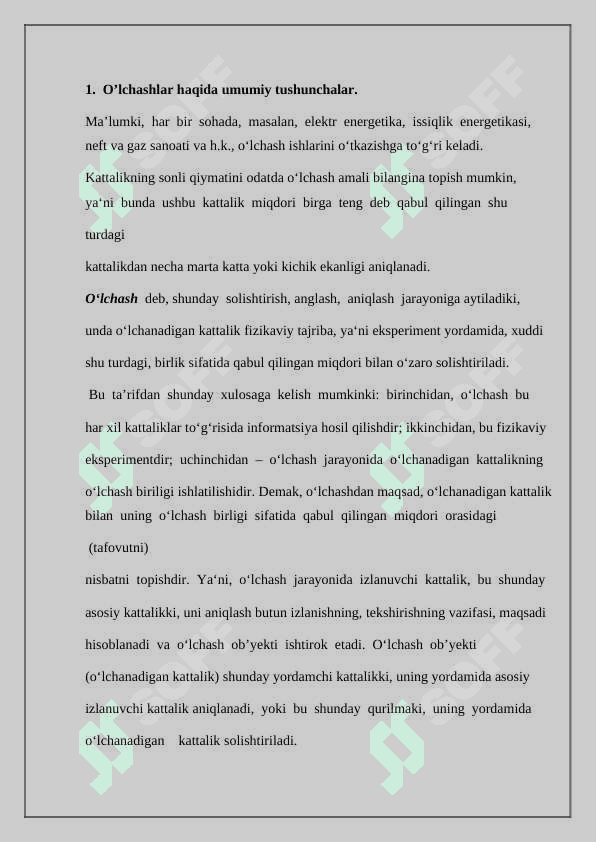 O’lchash usullari va turlari 2