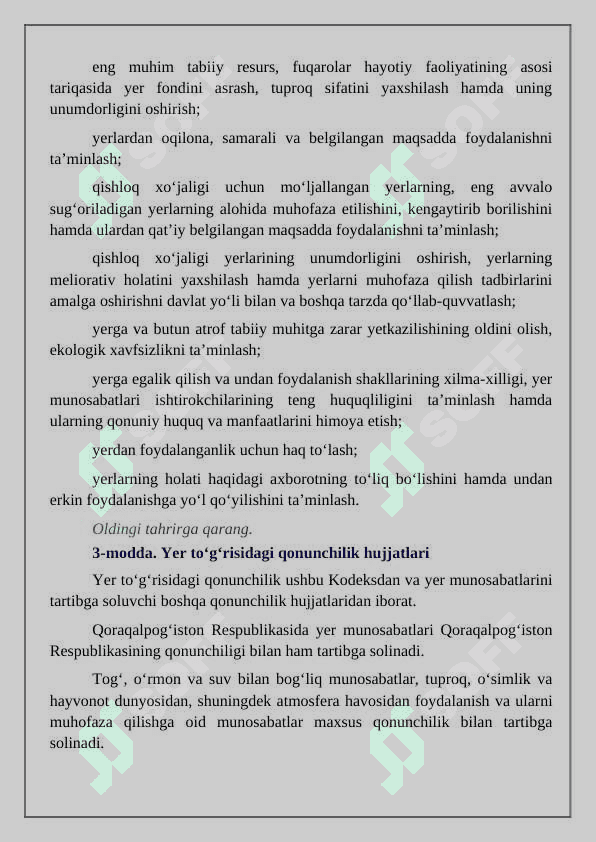 O’zbekiston Respublikasining yer kodeksi 4