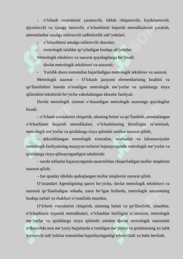 O'lchash vositalari ustidan davlat metrologik tekshiruvi va nazorati 4
