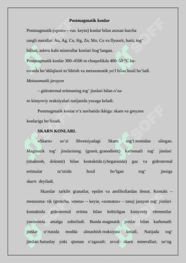 Postmagmatik konlar 2