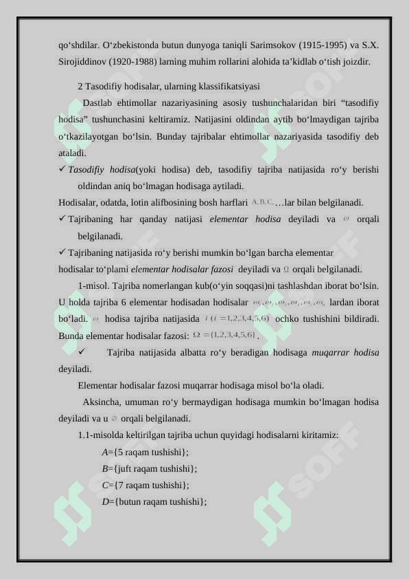 Tasodifiy xodisalar va ularni baholash usullari 4