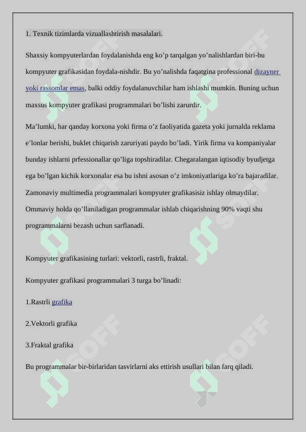 Texnik tizimlarda kompyuter grafikasidan foydalanish 2
