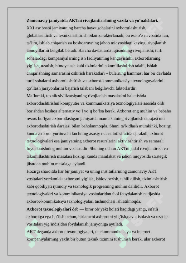 Texnik tizimlarda axborot texnologiyalari 2
