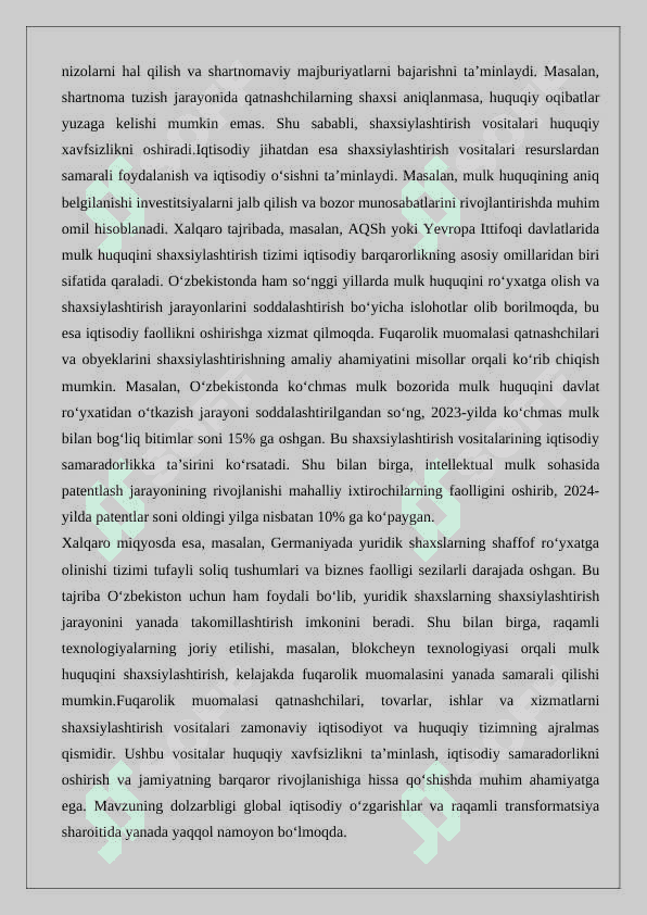 Fuqarolik muomalasi qatnashchilari, tovarlar, ishlar va xizmatlarni shaxsiylashtirish vositalari 25 4
