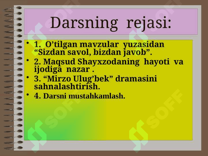 Maqsud Shayxzodaning “Mirzo Ulug’bek” dramasini mustahkamlash 3