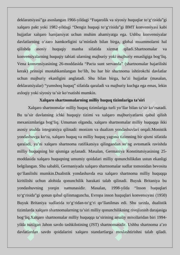 Xalqaro konvensiya va shartnomalar fuqarolik huquqi manbai sifatida 25 6