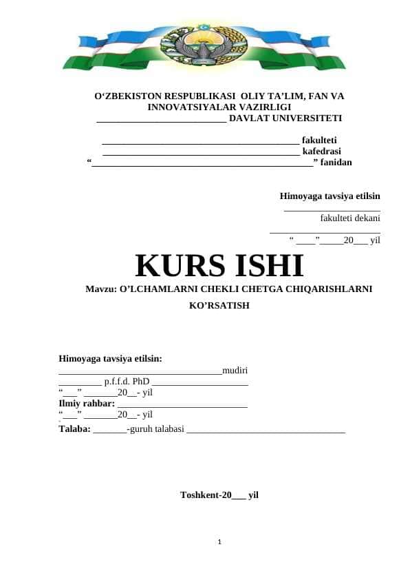 O’LCHAMLARNI CHEKLI CHETGA CHIQARISHLARNI KO’RSATISH