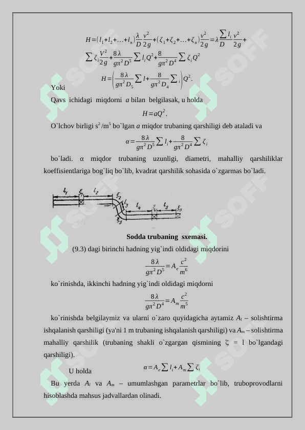Quvurlarni suyuqlikning naporli barqaror harakati uchun hisoblash 4