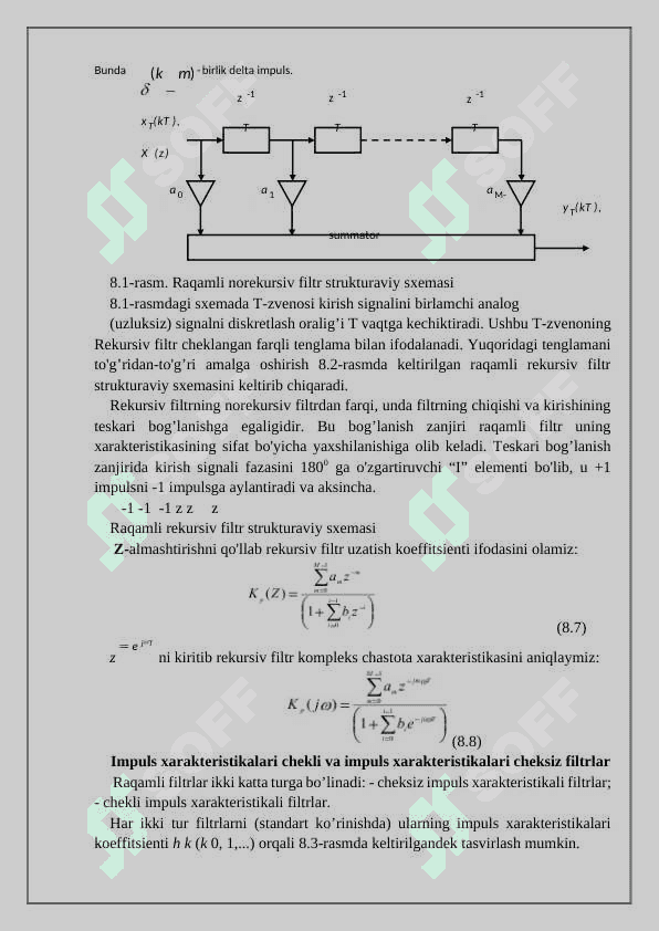 Raqamli filtrlarning funksional sxemasi 3