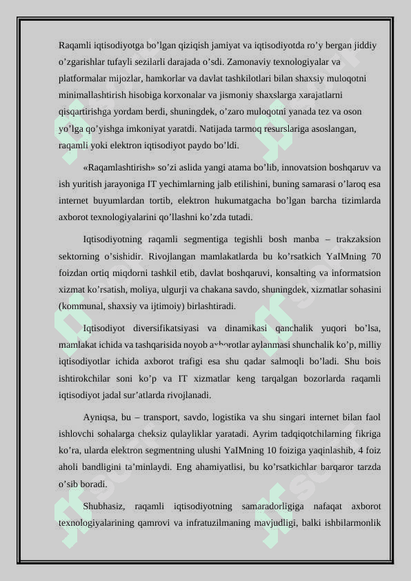 Raqamli texnologiyalar va ularning zamonaviy iqtisodiyotdagi roli 2