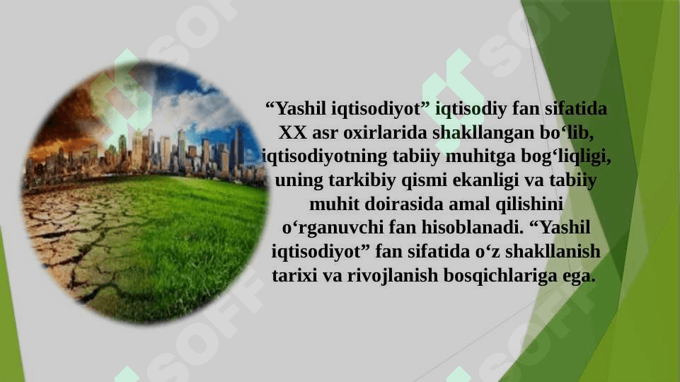 “YASHIL IQTISODIYOT” FANINING PREDMETI VA METODI 8