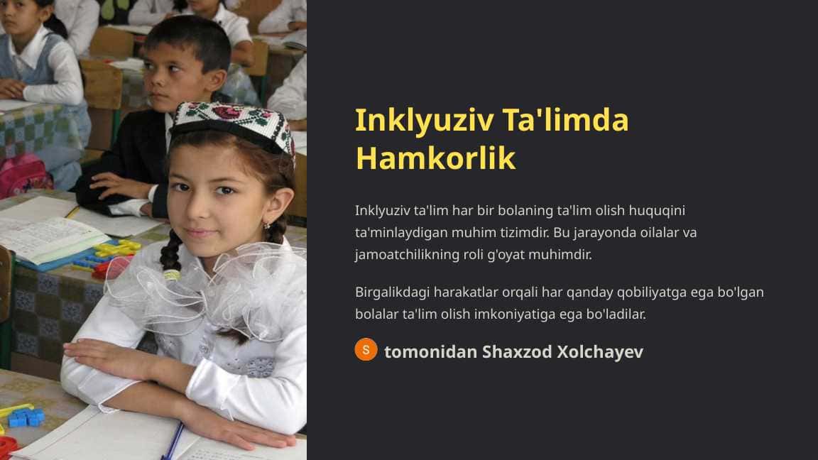 Oilalar va jamoatchilikning inklyuziv ta’limdagi roli