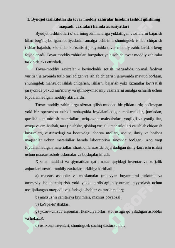 Tovar-moddiy zahiralar kirimini hisobga olish 2