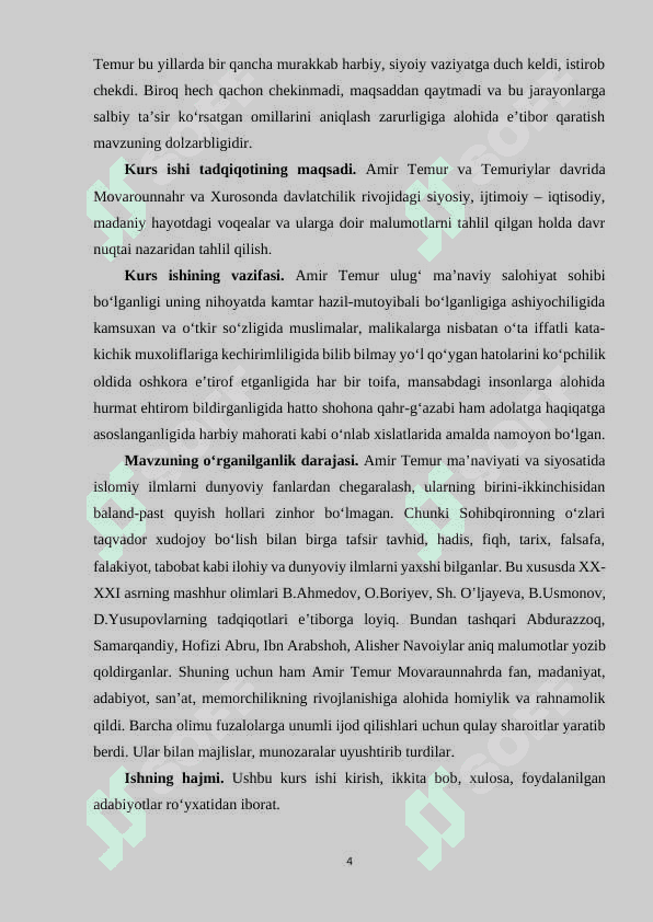 TEMURIYLAR DAVRIDA MOVAROUNNAHR VA XUROSON 3
