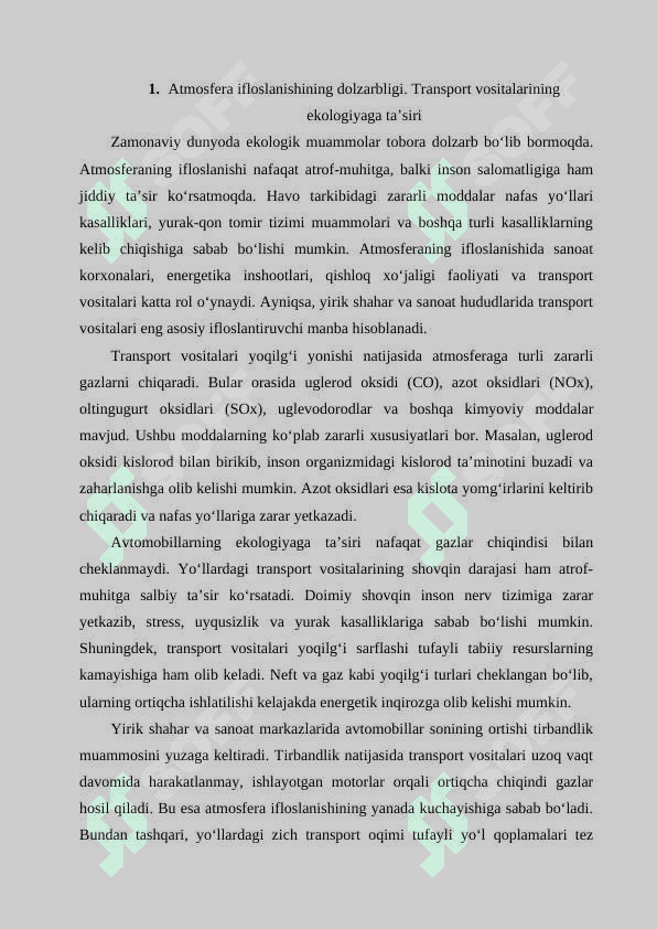 Transportdan chiqadigan gazlarni kamaytirish chora-tadbirlari 2