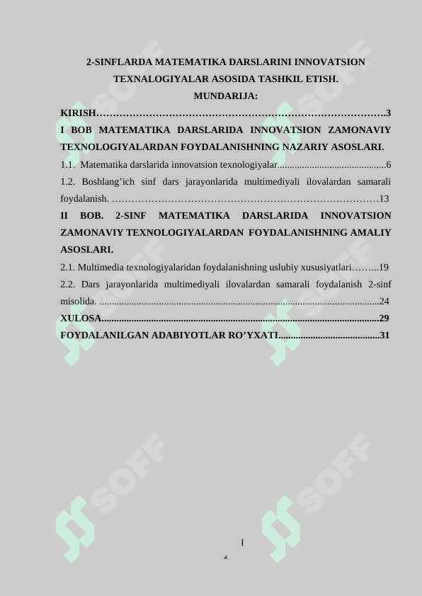 2-sinflarda matematika darslarini innovatsion texnalogiyalar asosida tashkil etish 2