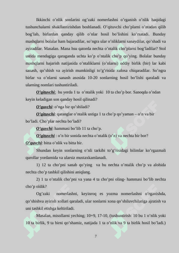 100 ichida raqamlashni o’rgatish metodikasi 7