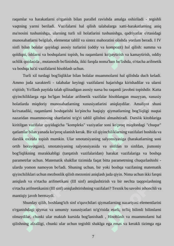 ALGEBRAIK MATERALLARNI O’QITISH METODIKASI 7