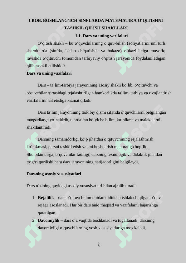 MATEMATIKADAN O'QITISHNI TASHKIL QILISH SHAKKLARI . O’QITISH METODLARI 6
