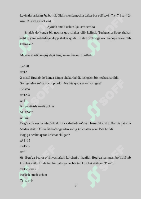Tenglama va uni yechishga oʻrgatish 7