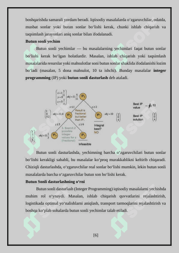 “Iqtisodiy masalalarning butun sonli yechimini topish” 6