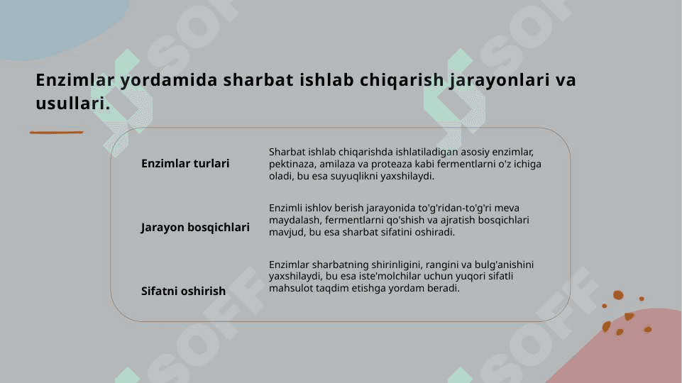 Sharbatni ferment preparati bilan ishlov berish 3