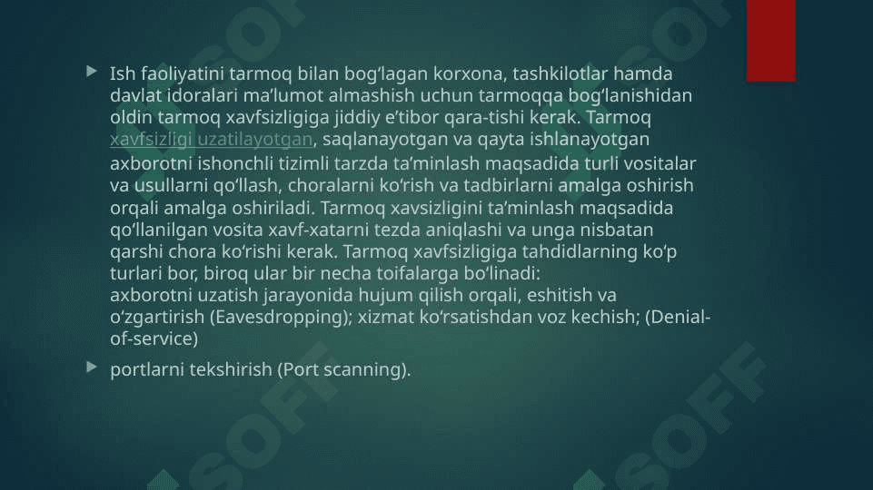 Tarmoqda  axborot  xavfsizligi  muammolari  va ularning yechimlari 5