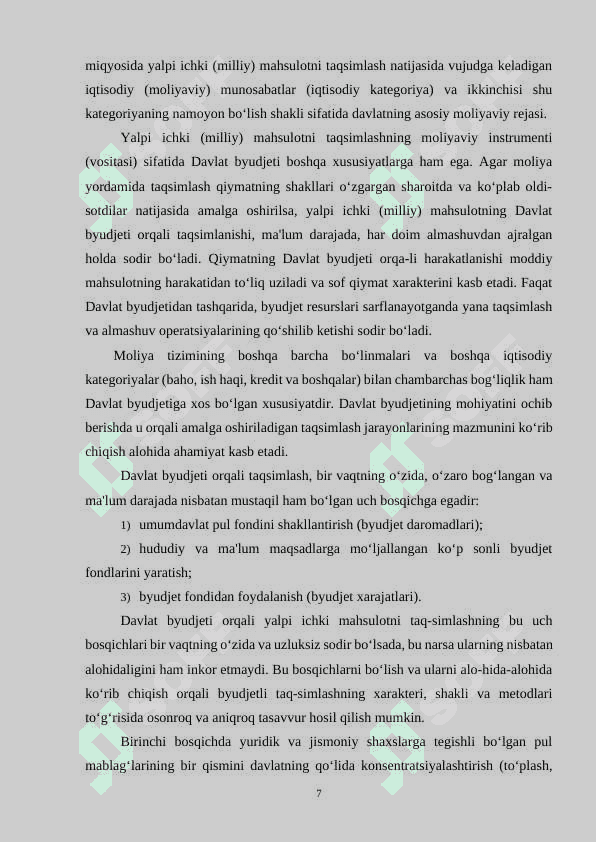 Davlat byudjetining mohiyati va ahamiyati (kurs ishi) 7