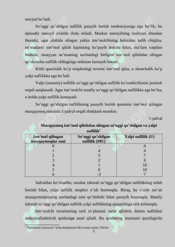 Iste'molchi xatti-harakati nazariyasining mohiyati va uning iste'molchi tanlovidagi o'rni 5