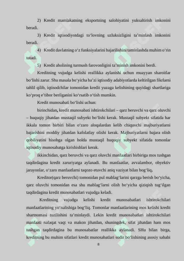 Kreditning vazifalari va mohiyati 8