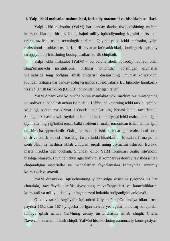 Yalpi Ichki Mahsulotni hisoblash usullari (kurs ishi) 4