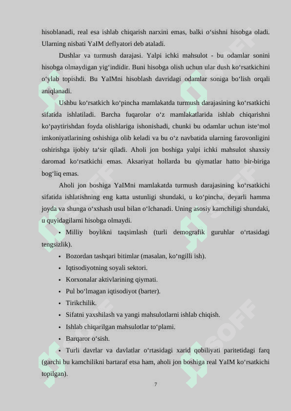 Yalpi Ichki Mahsulotni hisoblash usullari (kurs ishi) 7
