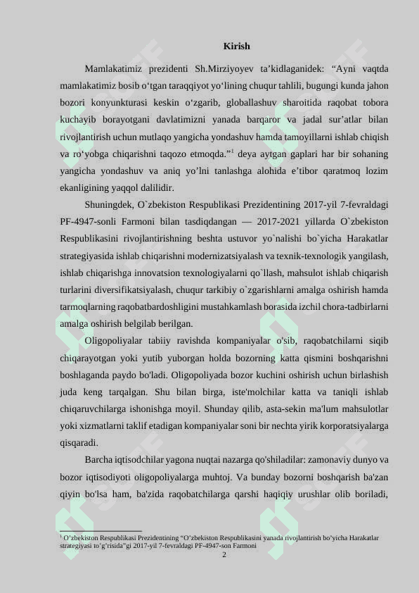 Zamonaviy bozor sharoitida oligopoliya o'rni 2