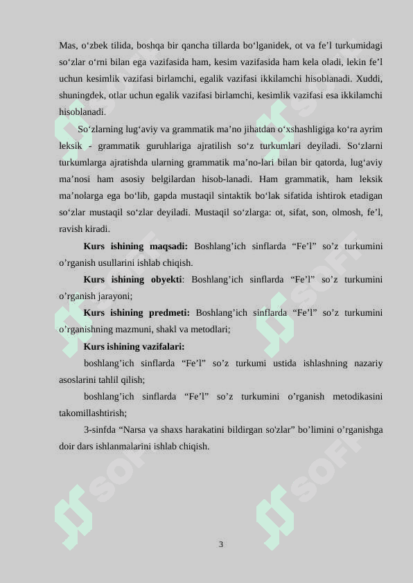 BOSHLANG’ICH SINFLARDA  FE'L USTIDA ISHLASH BO’YICHA TOPSHIRIQLAR ISHLAB CHIQISH 3