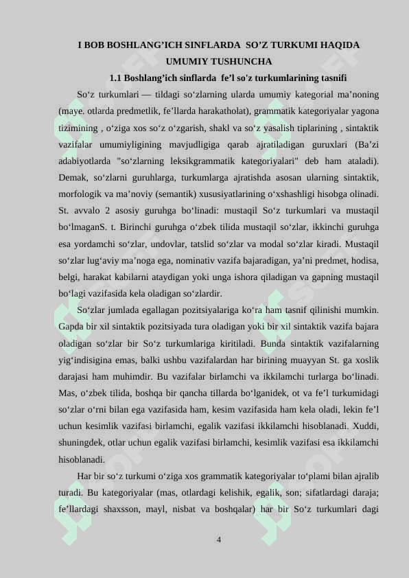BOSHLANG’ICH SINFLARDA  FE'L USTIDA ISHLASH BO’YICHA TOPSHIRIQLAR ISHLAB CHIQISH 4