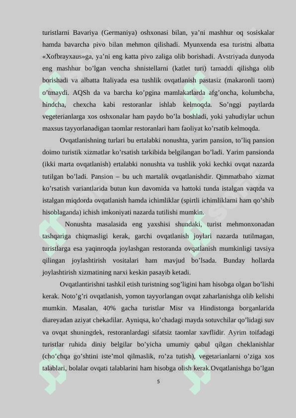 Umumiy ovqatlanish korxonalari tasnifi va turlari 5