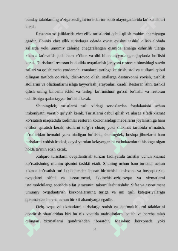 Umumiy ovqatlanish korxonalari tasnifi va turlari 6