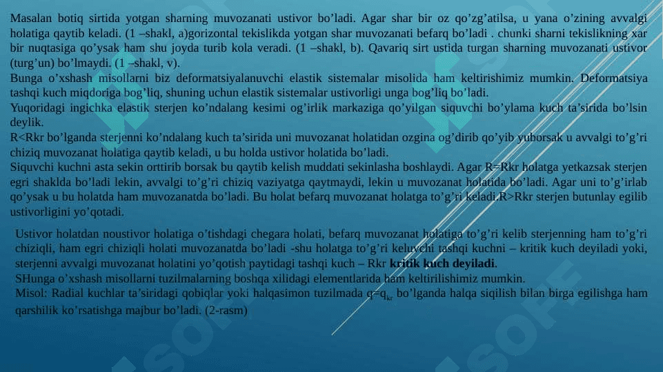 Siqilgan sterjenlar ustivorligi. Bo`ylama egilish 3