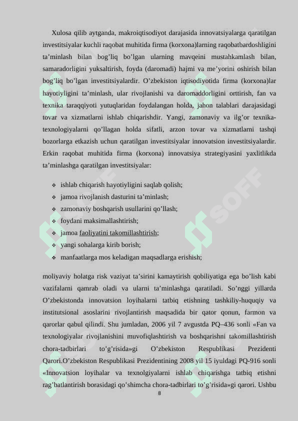 INVISTITSIYALAR VA ULAR BILAN BOG'LIQ BO'LGAN INVISTITSION QARORLAR 8