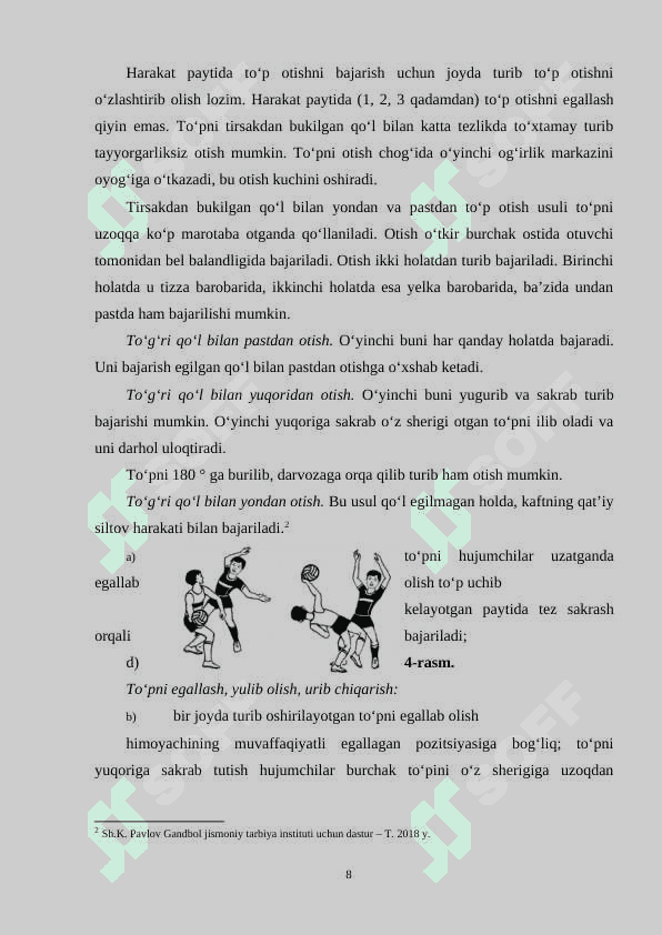 Gandbolchilarning o‘quv mashg‘uloti yig‘inlarini o‘tkazish tartibi va qoidalari 8