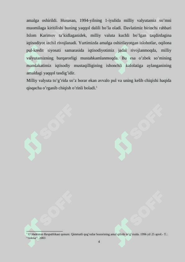 O'zbekiston Respublikasi valyuta siyosati kurs ishi 4