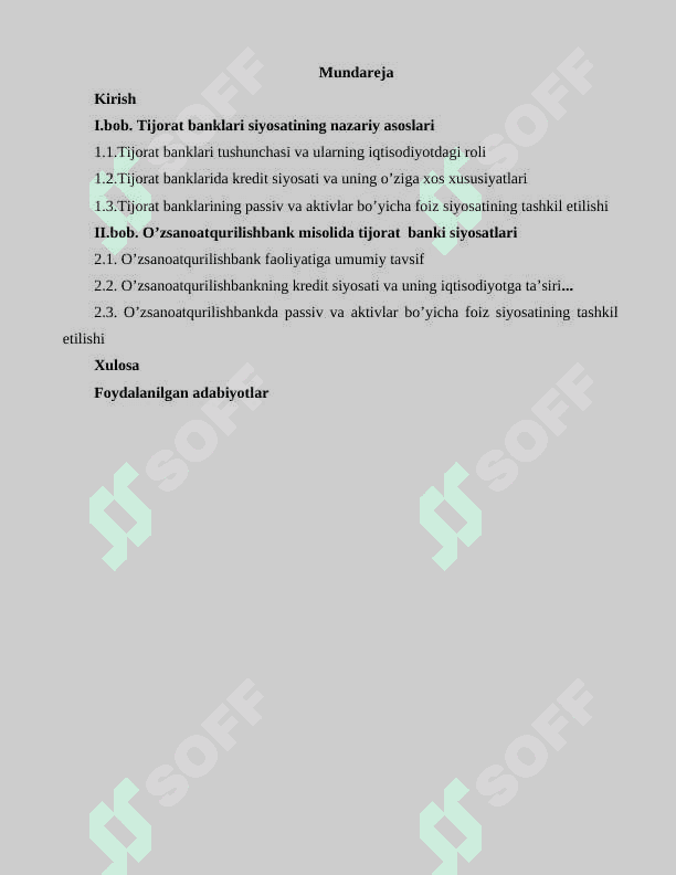 Tijorat banklari siyosati 2