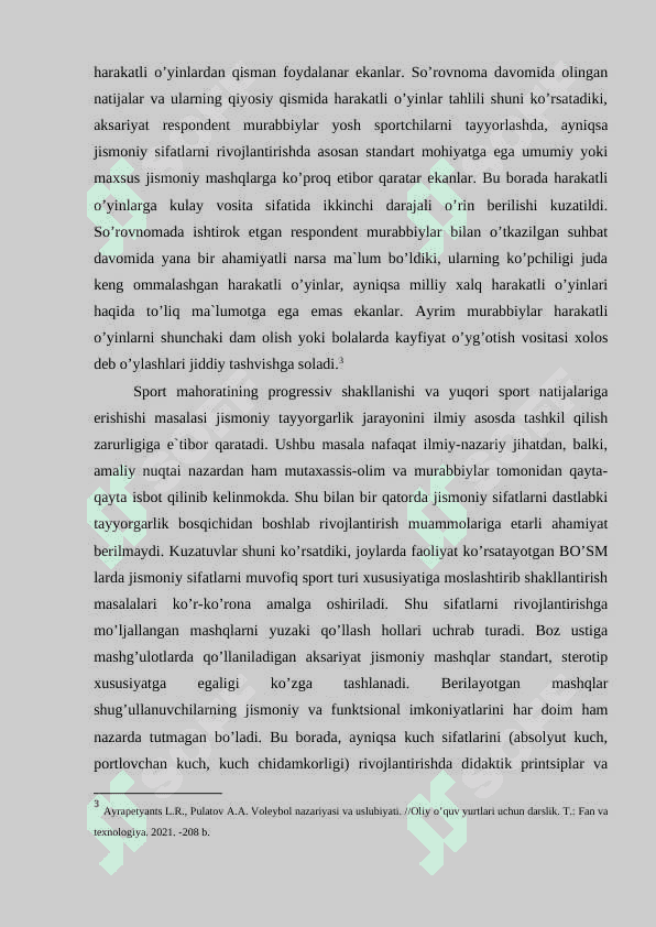 VOLEYBOL SPORT TURINI RIVOJLANTIRISHNING TASHKILIY, ILMIY VA USLUBIY ASOSLARI 7