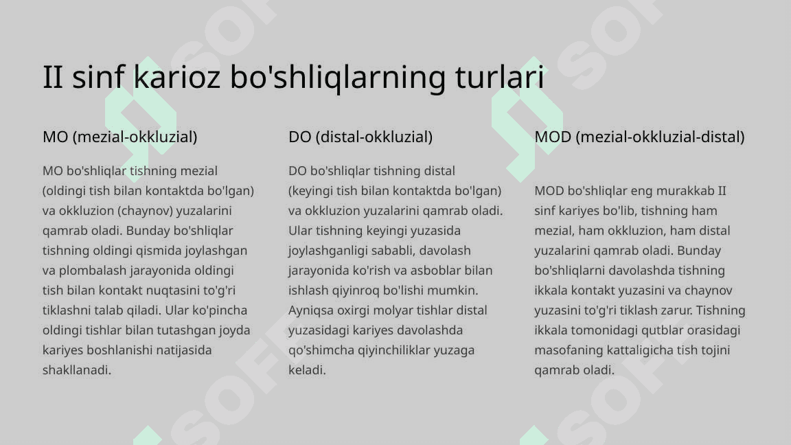 Fantomlarda II sinf karioz bo‘shliqlarini charxlash va plombalash. 3
