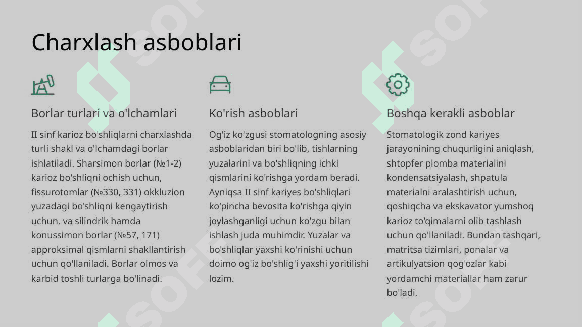 Fantomlarda II sinf karioz bo‘shliqlarini charxlash va plombalash. 4