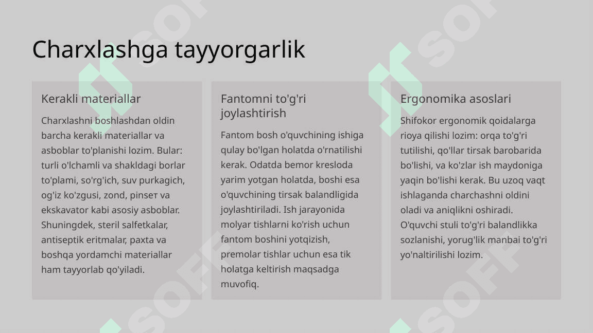 Fantomlarda II sinf karioz bo‘shliqlarini charxlash va plombalash. 5