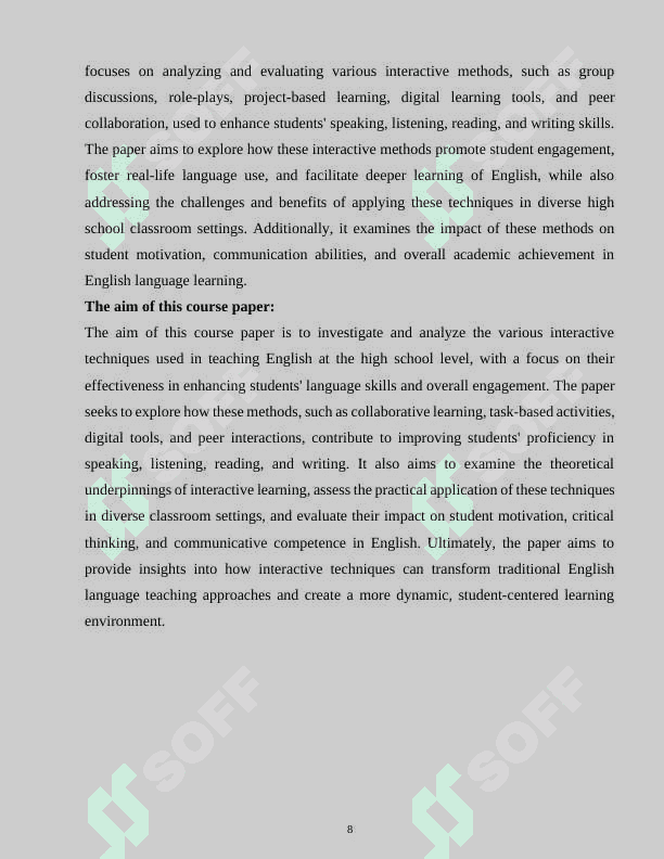 METHODS OF USING INTERACTIVE TECHNIQUES IN TEACHING ENGLISH IN HIGH SCHOOL 8